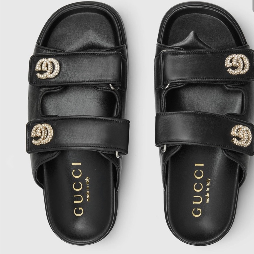 Gucci Sandals Black Crystal Double G - Picture 3 of 9